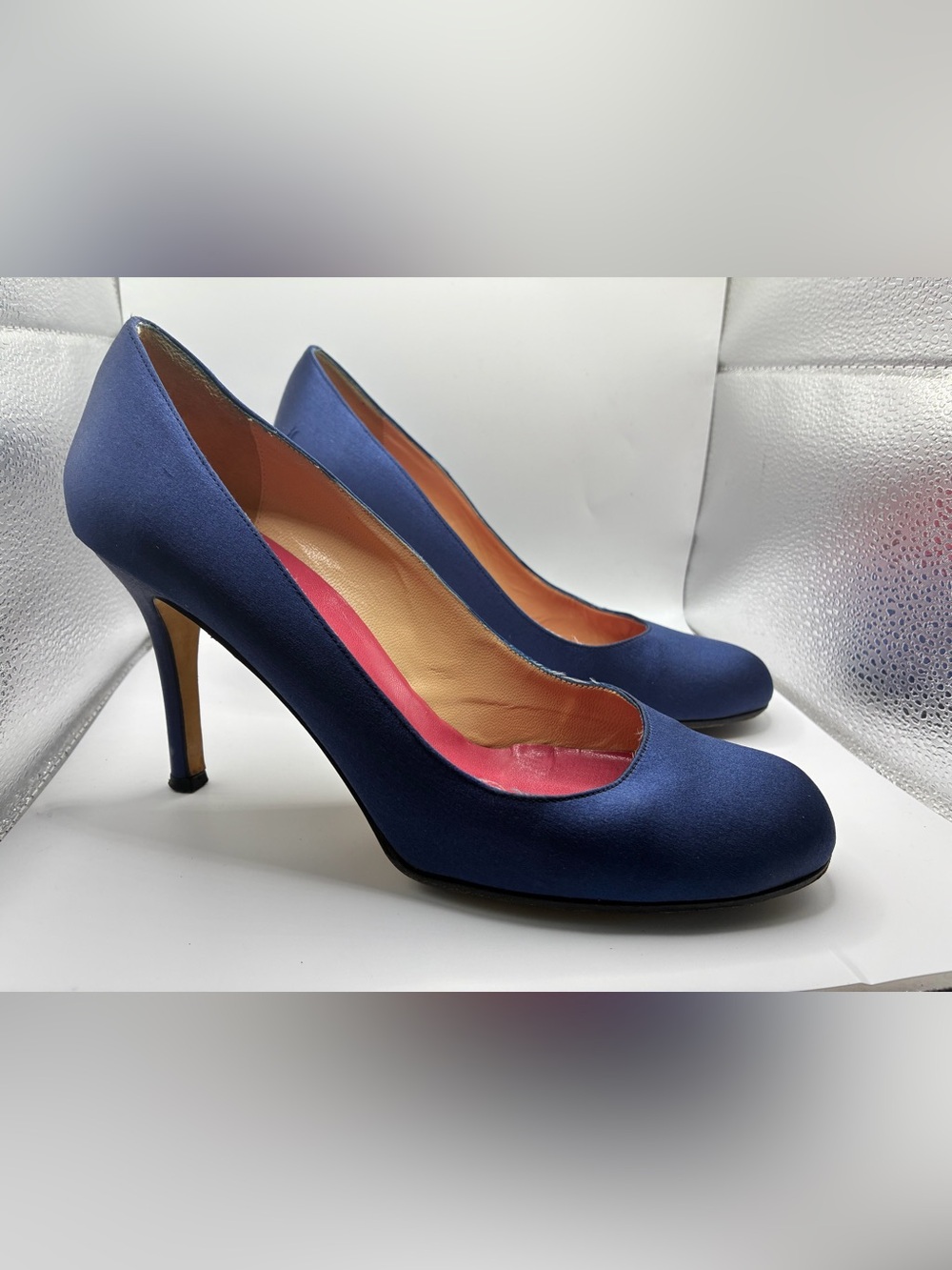 Kate Spade New York Blue Satin Pumps Heels Made In Italy Size 8B